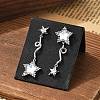 Star Brass Clear Cubic Zirconia Stud Earrings EJEW-D301-01P-3