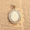 304 Stainless Steel Crystal Rhinestone Flat Oval with Allah Pendants STAS-E093-07G-1