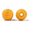 Painted Natural Wood Beehive Beads WOOD-S049-04B-09-2