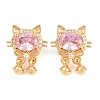 Brass Micro Pave Cubic Zirconia Beads KK-A298-13G-01-1