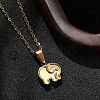 304 Stainless Steel Elephant Pendant Necklaces NJEW-S439-07G-3