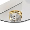 Brass Micro Pave Clear Cubic Zirconia Cuff Finger Rings for Women RJEW-B112-06GP-2