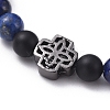 Natural Lapis Lazuli(Dyed) Beaded Stretch Bracelets BJEW-JB05026-02-3