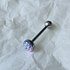 Gradient Color Flat Round Scale Stainless Steel Enamel Straight Barbell 15 Gauge Piercing Tongue Rings for Women Men WGF798A-38-1