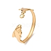 Marine 304 Stainless Steel Cuff Bangles for Women BJEW-Z147-01G-05-2