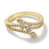 Brass Micro Pave Cubic Zirconia Cuff Rings RJEW-G310-14G-2