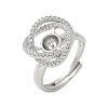 Flower Brass Micro Pave Cubic Zirconia Adjustable Ring Settings KK-K297-09P-1