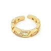 Chain Brass Micro Pave Clear Cubic Zirconia Open Cuff Rings RJEW-G309-15G-2