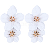 1 Pair Alloy Flower Dangle Stud Earrings EJEW-SP0001-18-1