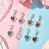 50Pcs Heart Millefiori Glass & Alloy Pendant Decorations HJEW-SC0002-17-3