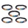 Colorful Dyed Natural Lava Rock Beaded Stretch Bracelets BJEW-JB09684-1