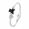 Rhinestone Bear & Heart Bangle BJEW-N017-012P-3