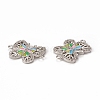 Brass Micro Pave Cubic Zirconia Connector Charms KK-E068-VB405-3