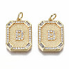 Brass Micro Pave Clear Cubic Zirconia Pendants KK-S356-234B-G-NF-1