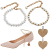 2 Sets 2 Styles Plastic Imitation Pearl Beaded Shoelace Bands FIND-GF0007-06A-1