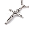 Alloy Cross with Word Inri Pendant Necklace with 201 Stainless Steel Chains for Men Women NJEW-E016-22AS-1
