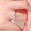 Rhodium Plated 925 Sterling Silver Micro Pave 5.2x3.1mm Moissanite Finger Rings for Women WG6524C-07-4