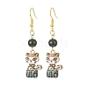 Rack Plating Alloy Cat Shape Dangle Earrings EJEW-JE05446-02-1