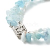 Natural Aquamarine Chip Beads Multi-strand Bracelet BJEW-JB07052-04-4