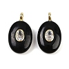 Natural Obsidian & Cubic Zirconia Pendants X-G-Z076-01G-12-1