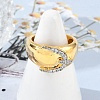 Brass Micro Pave Clear Cubic Zirconia Open Cuff Rings for Women RJEW-R011-03G-02-3