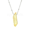 Electroplated Natural Quartz Crystal Prism Pendant Necklaces NJEW-JN05029-02-4