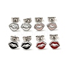 Enamel Lip Stud Earrings with 316 Surgical Stainless Steel Pins EJEW-A081-11P-1