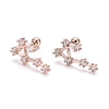 Brass Micro Pave Clear Cubic Zirconia Stud Earrings EJEW-F258-01I-RG-1