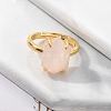 Hexagon Natural Rose Quartz Finger Rings RJEW-B113-02G-04-5