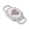 Rack Plating Brass Micro Pave Clear & Orchid Cubic Zirconia Heart Mask Connector Charms KK-L224-065P-2