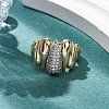 Brass Micro Pave Clear Cubic Zirconia Cuff Finger Rings for Women RJEW-C116-16G-3