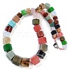 Natural & Synthetic Mixed Stone Hexagon Prism Graduated Beaded Necklaces for Women Men NJEW-K388-03F-1