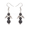 Natural Lava Rock Fairy Dangle Earrings EJEW-JE05055-2