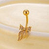 Brass Pave Clear Cubic Zirconia Curved Barbell Bowknot Belly Rings LS-AJEW-L099-01B-G-1