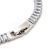 Brass Pave Clear Cubic Zirconia Rectangle Link Bracelets BJEW-YWC0002-11A-P-3