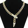 Alloy Rhinestone Snake Cuban Link Chain Necklaces for Women WGC9FDE-03-1