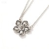 Vintage Alloy 5-Petal Flower Pendant 2-Strand Cable Chain Necklaces for Women WGE0472-01-2