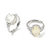 Brass Micro Pave Cubic Zirconia with Natural & Synthetic Gemstone Cuff Open Rings RJEW-T035-01P-M-3
