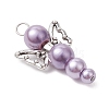 Pearlized Glass Pearl Bead Pendants PALLOY-JF03204-05-4