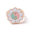 Enamel Flower with Yin Yang Finger Rings RJEW-H108-01B-KCG-2