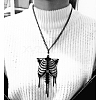 Halloween Breastbone Skull Acrylic Pendant Necklace for Women HAWE-PW0001-228-3