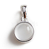 Rhodium Plated 925 Sterling Silver Pave Natural White Agate Half Round Charms G-NH0001-12E-1