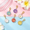 6Pcs 6 Colors Alloy Enamel Flower Pendant Decorations HJEW-JM02903-1