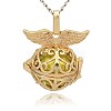 Golden Tone Brass Hollow Round Cage Pendants KK-J237-01G-1