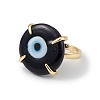 Lampwork Evil Eye Open Cuff Ring RJEW-C051-01G-01-2