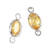 SHEGRACE Brass Pave Cubic Zirconia Oval Connector Charms XGRQ2O407-439C-P-2