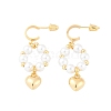 Brass ABS Plastic Pearl Dangle Stud Earrings EJEW-U040-19G-4