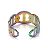Rainbow Color Ion Plating(IP) 304 Stainless Steel Hollow Open Cuff Ring for Women RJEW-A005-25MC-3