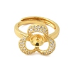 Flower Brass Micro Pave Cubic Zirconia Adjustable Ring Settings KK-K297-11G-2