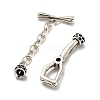 Eco-Friendly Brass Pave Clear Cubic Zirconia Toggle Clasps with Extended Chains KK-M258-10AS-2
